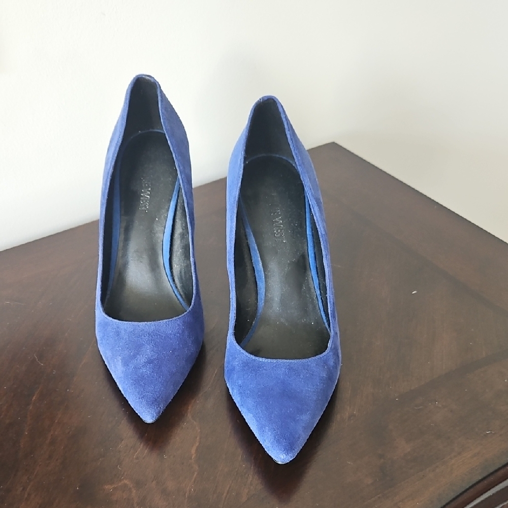 Elegant Blue Suede Women's Heels